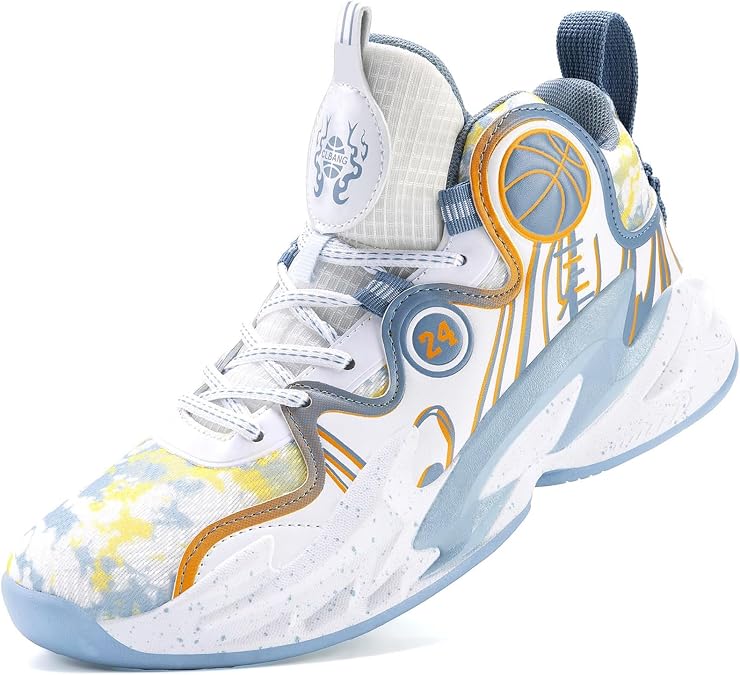 Men's High Top Basketball Shoes - Lightweight Breathable Athletic Sneakers for Outdoor Streetball & Training, Anti-Slip Rubber Sole Casual Sport Shoes