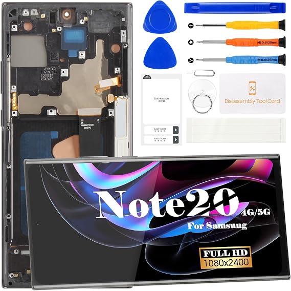 SRJTEK OLED for Samsung Galaxy Note 20 5G/4G Screen Replacement with Frame & Fingerprint, Compatible with SM-N981U SM-N980F Only (6.7", Not for Note 20 Ultra)
