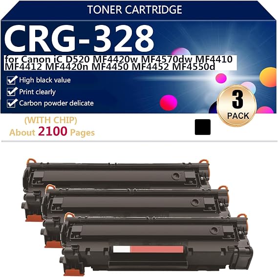 CRG-328 Toner Cartridges Compatible for Canon iC D520 MF4420w MF4570dw MF4410 MF4412 MF4420n MF4450 MF4452 MF4550d Printer, High Yield 2100 Pages,Black-3 pack