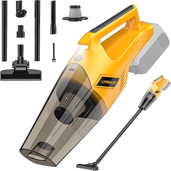 2024New Cordless Handheld Vacuum Cleaner for DeWALT 20V Battery, 200W Handheld Electric Power Vacuum Cleaner, Portable Car Vacuum Cleaner for Hardwood Floor Carpet Pet Hair Car Office(No Battery)