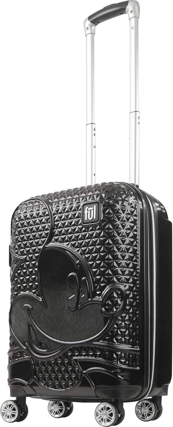 FUL Mickey Mouse Disney Kids Suitcase Set, Black | 21" Carry-On & 26" Medium & 29" Large Checked Suitcases, ABS, 360 Wheels and Expandable