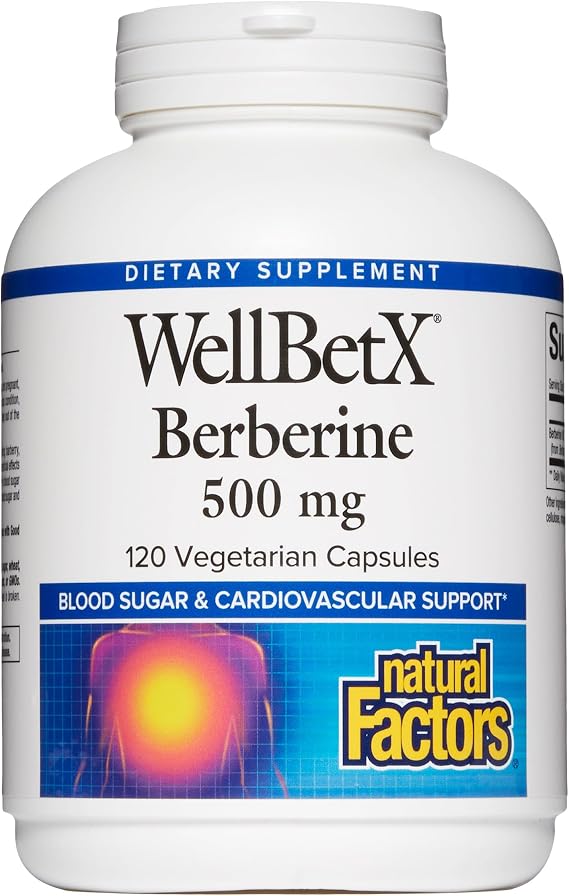 Natural Factors WellBetX Berberine - Daily Supplement Supports Metabolic Health - Formula Supports Healthy Heart - Gluten-Free & Vegan - 120 Vegetarian Capsules (120 Servings)