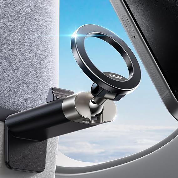 JOYROOM 360 Metal Ball & Titanium Magsafe Airplane Phone Holder, Travel Essentials for Airplane Phone Mount, Universal Travel Phone Holder for Plane, Must Have for iPhone 17 16 15 14 13