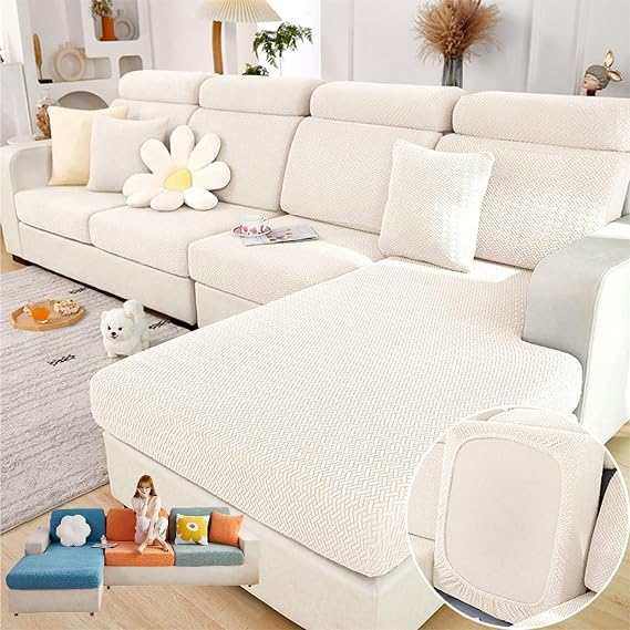Sofa Covers Couch Cushion Covers,2025 New Wear-Resistant Universal Washable Stretch Couch Covers Sofa Slipcovers for Sectional Sofa (Jad White, Back Cover L)