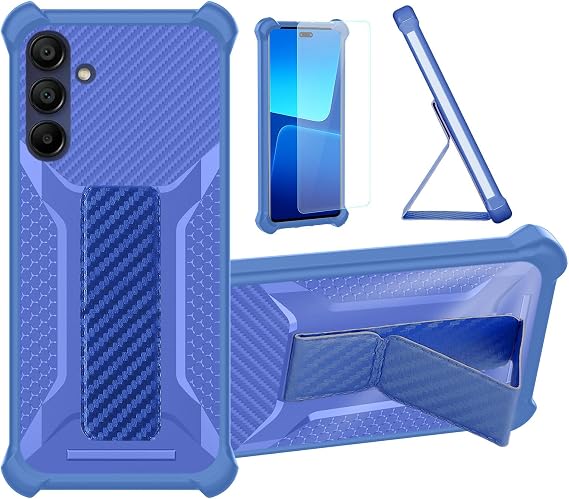 Kinetijy Case Compatible for WisePhone 2 II Phone Case Stand Cover [with 1* Tempered Glass Screen Protector] Hybrid Case [Folding Support Magnetic] [Frosted anti-fingerprint] Blue