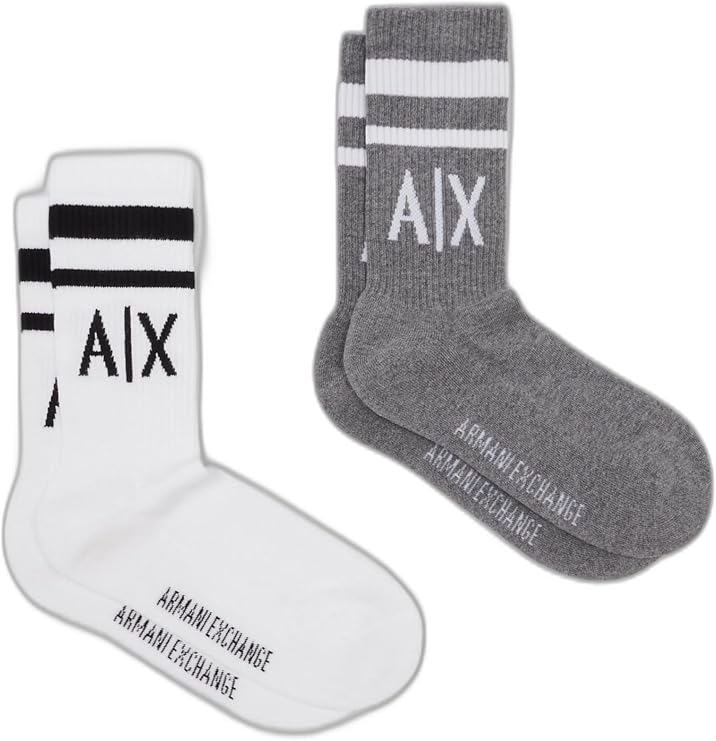 Armani Exchange mens Logo Crew Socks 2 Pack