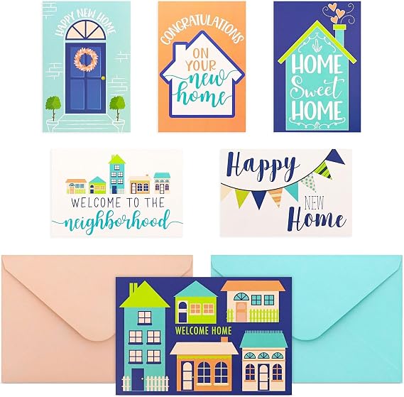 Paper Junkie Welcome Home Card Set - Realtor Closing & Client Gifts - Blank Interiors & Housewarming Cards - 4 x 6 Inch, Pack of 48