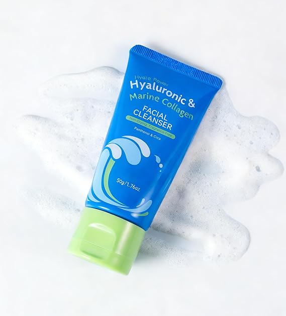 Hyaluronic Acid & Collagen Facial Cleanser, Amino Acid Surfactants Face Wash, Hydrating Gentle Foaming Cleanser for Repairing Deep Cleansing Moisturzing Balance Oil Water, No Dryness