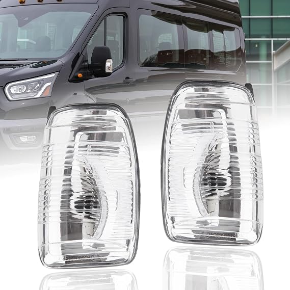 Side Mirror Indicator Light Fit For Ford Transit 150 250 350 350HD 2015 2016 2017 2018 2019 2020 2021 (Left and Right) Side mirror Turn signal Lights Lamp Lens Cover