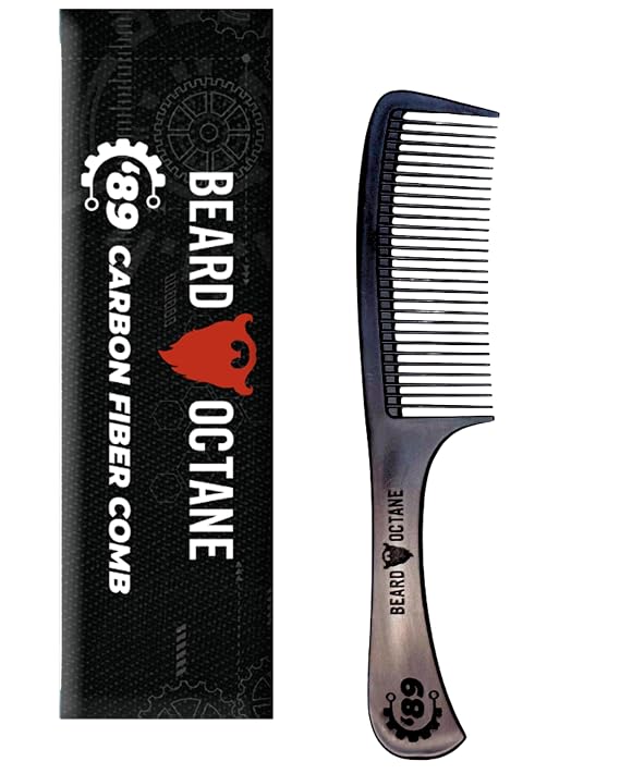 Beard Octane 89 Carbon Fiber Comb Mid-Size Styling & Detangling Anti-Static Heat Chemical Resistant - Everyday Grooming Tool for Men