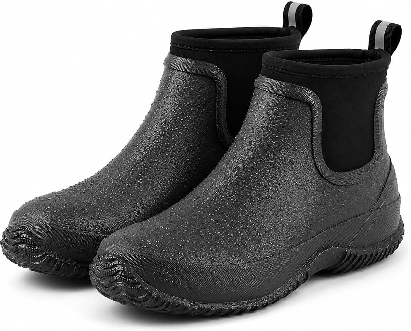 Jollywalk ankle wellies, handmade, made of 100% rubber material, suitable for both men and women, suitable for yard cleaning and walking, comfortable, non slip, waterproof