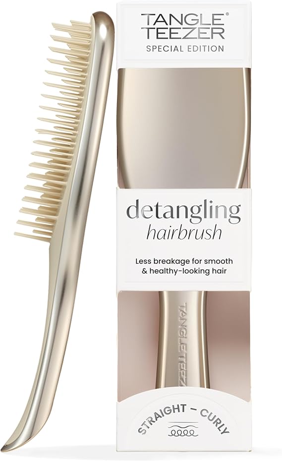 Tangle Teezer Ultimate Detangler Hairbrush - For Wet & Dry Hair - Detangling Brush For All Hair Types - Two-Tiered Teeth Reduce Breakage & Eliminate Knots - Champagne Gold Chrome Finish