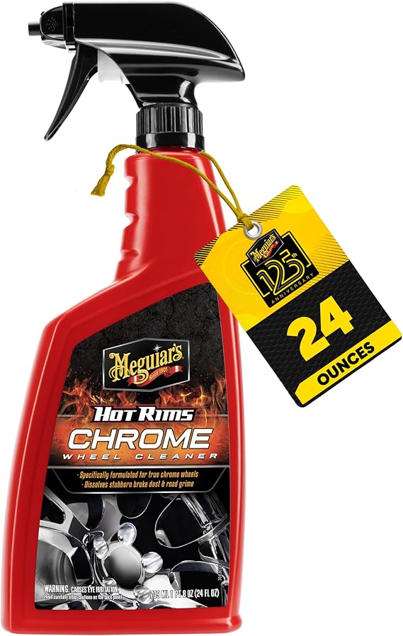 Meguiar's Hot Rims Chrome Wheel Cleaner, Deep Foaming Rim Cleaner Spray Formulated to Effectively Clean Chrome Wheels for an Impeccable Mirror-Like Shine, 24 Oz