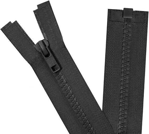 Sawoake 2PCS #5 8 Inch Separating Jacket Zippers for Sewing Coats Jacket Zipper Black Molded Plastic Zippers Bulk Tailor DIY Sewing Tools for Garment/Bags/Home Textile