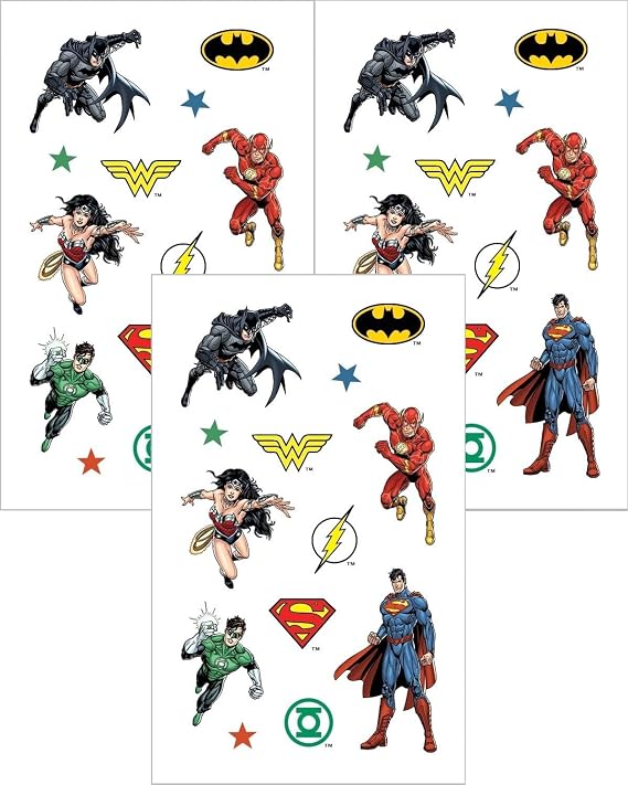 Playhouse DC Comics Justice League Pack of Three Perforated Sticker Half-Sheets