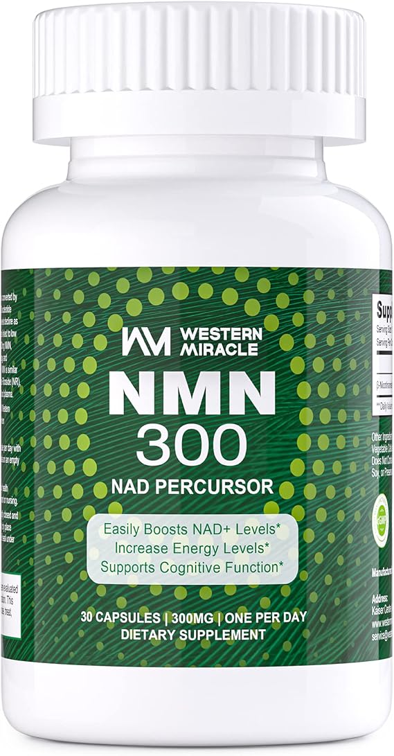 WM NMN Supplement, NMN Nicotinamide Mononucleotide Direct NAD+ Supplement for Healthy Aging & Metabolic Repair, 300mg Serving - 30 Capsules