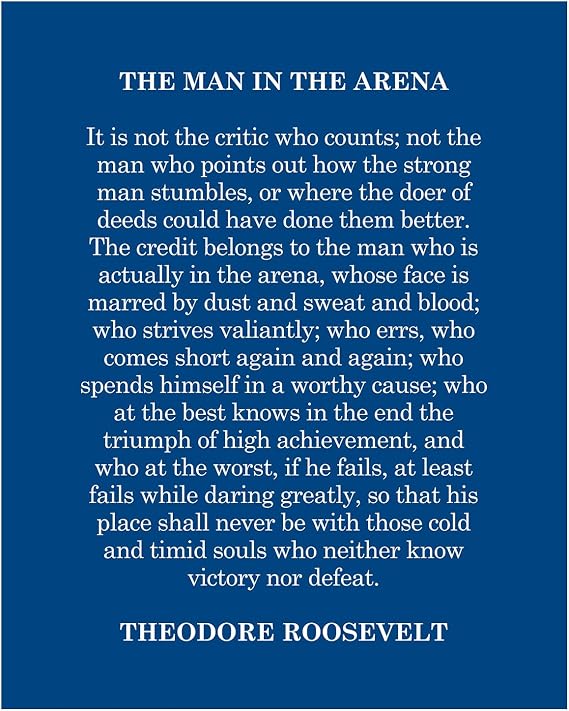Motivational quote by Theodore Roosevelt unframed poster or print