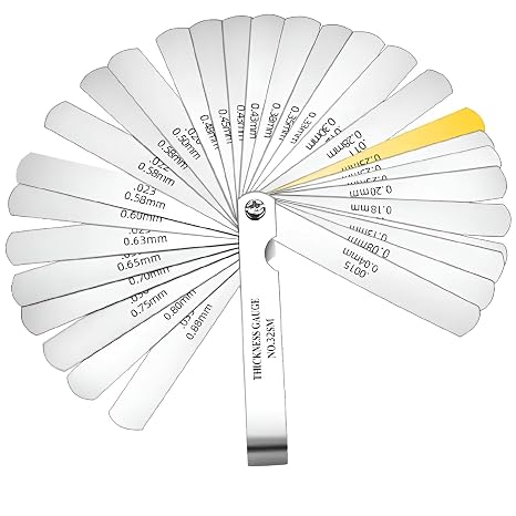 32-Blade Stainless Steel Feeler Gauge Set, 0.04-0.88 mm (0.0015-0.035 Inch), Metric & Imperial Dual Scale for Precision Gap and Thickness Measurement – Ideal for Guitars, Spark Plugs, and Pistons