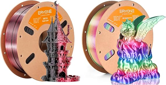 1KG Black Red Silk Dual Color and 1KG Candy Rainbow Silk PLA Filament1.75mm