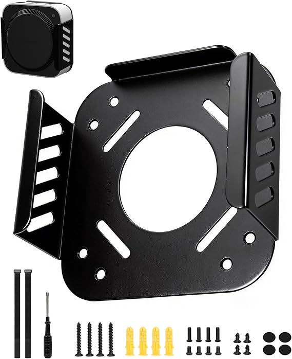 Mac mini PC Mount Compatible with 2024 Mac mini M4/M4Pro | VESA Mount Under Desk Mount and Wall Mount,mac mini m4 stand with Heat Dissipation Design Space Saving Storage Bracket