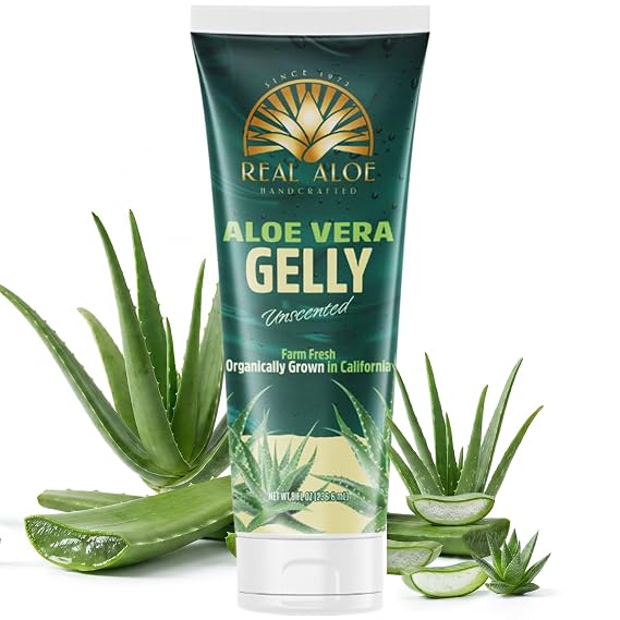 Real Aloe Aloe Vera Gelly (8 fl oz) | Organic Inner Leaf Aloe for Face, Skin & Hair | Unscented, Non-Sticky Hydration | After Sun & Daily Moisturize
