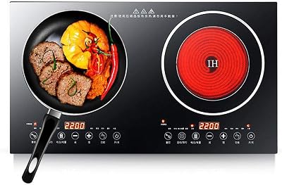 Intelligent Electric Dual Induction Cooker Ceramic Cooker Cooktop Double Hot Plate Cooking Burner Touch Induction Cooker Stove WTimer Temperature Control 110V 30A 1200W1400W