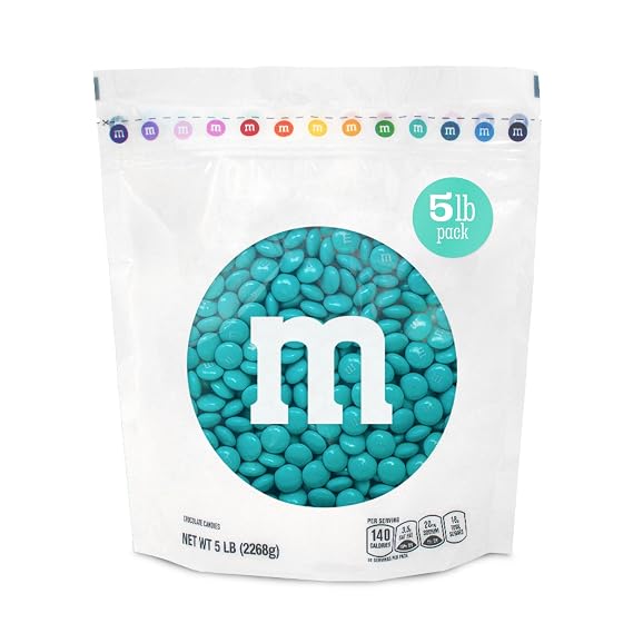 M&M'S Aqua Milk Chocolate Candy, 5 lb Bulk Resealable Bag