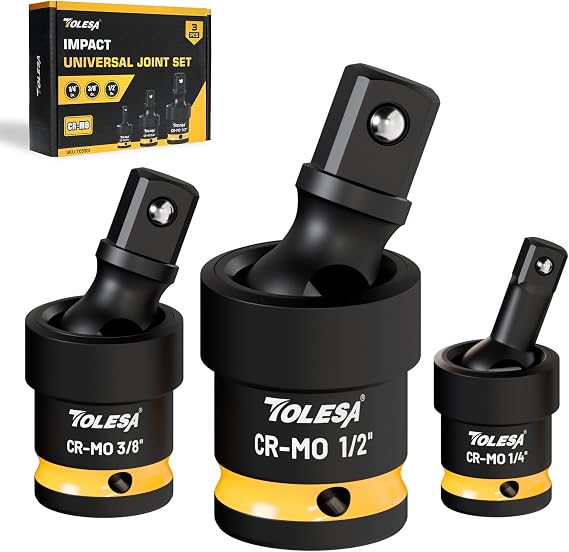 TOLESA Swivel Socket Set, 1/4", 3/8", 1/2" Drive, Impact Universal Joint