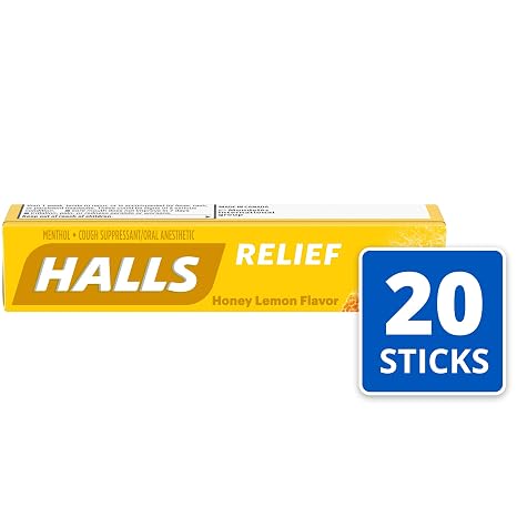 Halls Sticks, Honey-Lemon, 9-Drop Sticks (Pack of 20)