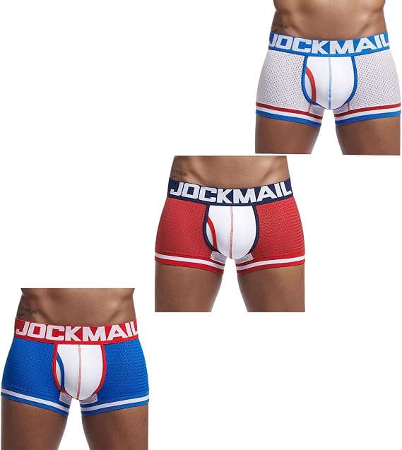 JOCKMAIL Men's Mesh Boxer Brief Underwear Mens Sport Performance Trunks Short Leg Boxer Briefs