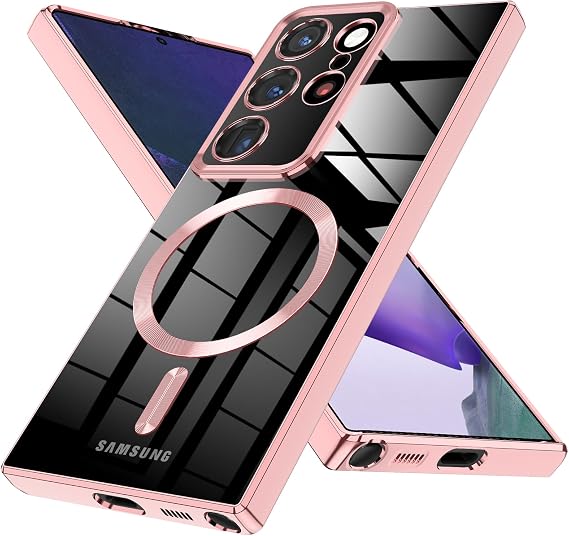 for Magnetic Clear Case with Galaxy S22 Ultra Case, Military