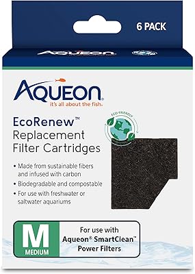 Aqueon Genuine EcoRenew Filter Cartridges, for Freshwater and Saltwater Aquariums, Medium, 6-Pack