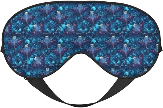 Eye Masks for Sleep Double-Sided – Fantasy Blue Manta Print Adjustable Blackout Sleep Mask for Women and Men, Comfortable Eye Covers for Sleeping, Travel