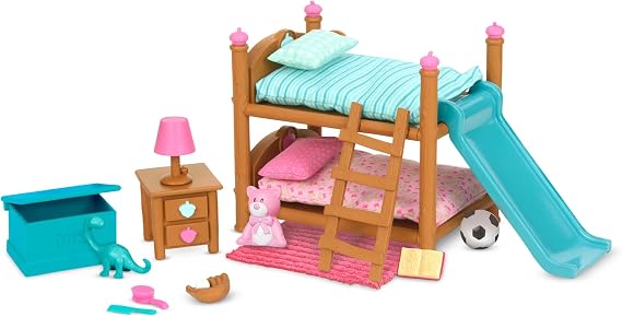 Li’l Woodzeez Bunk Bed Bedroom Set, 18-Piece Mini Furniture Playset