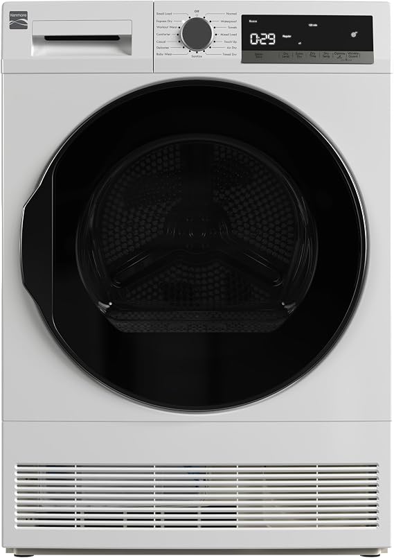 Kenmore 4.0 cu. ft. Ventless Condensing Electric Dryer - White | Compact Front Load Dryer - Wrinkle Guard to Reduce Wrinkles & Static - Smart Sensor Drying - ENERGY STAR Certified