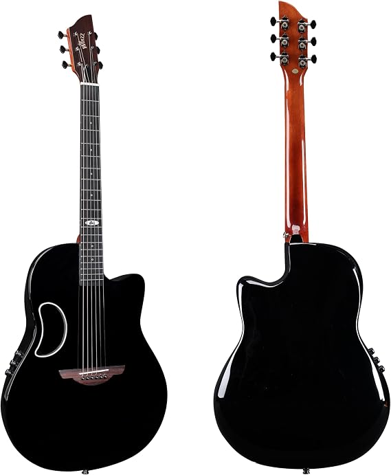 WINZZ AFO300CE Solid Spruce Top With Carbon Fiber Back Electro-Acoustic Guitar (Black)