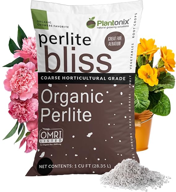Perlite Bliss (1 Cubic Ft) - Organic Perlite for Plants Indoor Soil Amendment - Bulk Perlite for Gardening & Seed Starting - Mixes Easily with Potting Soil, Vermiculite, Coco Coir for Plants