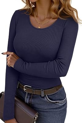 Dokotoo Womens Thermal Shirts Long Sleeve Light Fleece Lined Undershirt Warm Slim Fit Basic Tops