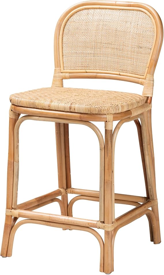 Bali & pari Adrena Modern Bohemian Natural Rattan Counter Stool