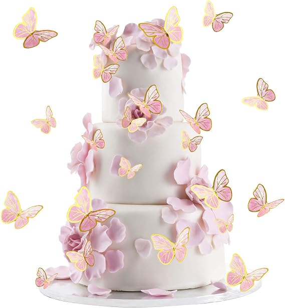 30 Pieces Butterfly Cake Decorations 3D-Butterfly Cake Topper Decorations Mixed Size Butterfly Cupcake Toppers for Birthday Wedding Party Cake Party