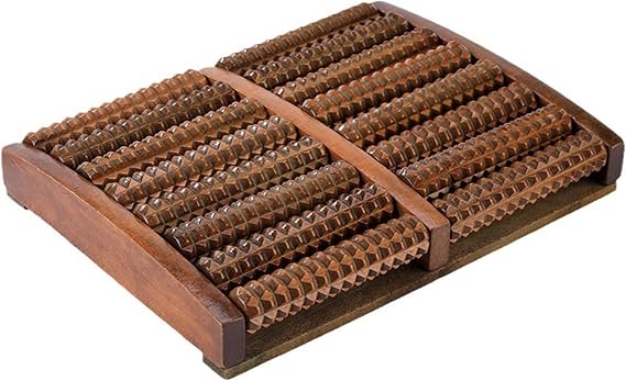 Wooden Foot Massager with Dual Rollers, Brown