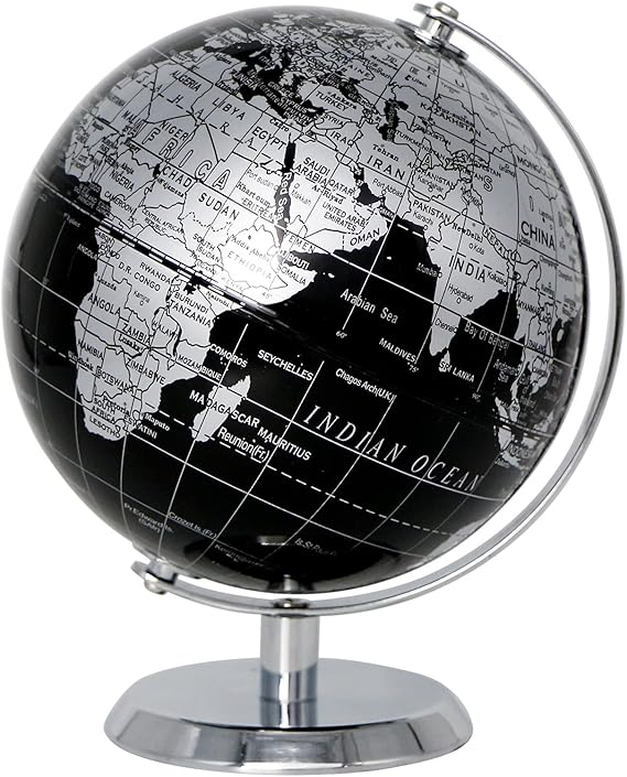 EXERZ 5.5 Inches Mini World Globe Black Rotating Desktop Globe