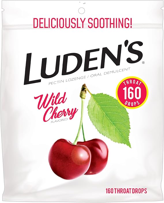 Luden's Sore Throat Drops, for Minor Sore Throat Relief, Wild Cherry, 160 Count