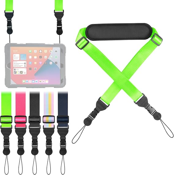 FIEIL Universal Shoulder Strap, Neoprene Padded Bag Strap with Double Adjustable Buckles, Comfortable Neck Lanyard for Camera, Cellphone Tablet,iPad, Laptop, Binocular, Luggage Bag(Fluorescent Green)