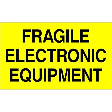 Tape Logic TLDL2441 Labels,#34;Fragile Electronic Equipment", 3" x 5", Fluorescent Yellow, 1 Roll of 500 Labels