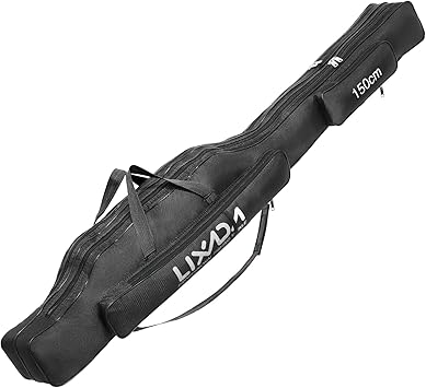 Lixada Fishing Rod Case, Portable Folding Fishing Rod Case Fishing Pole Reel Storage Bag Fishing Gears Organizer