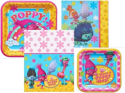 BirthdayExpress DreamWorks Trolls Birthday Party Pack for 16 Guests