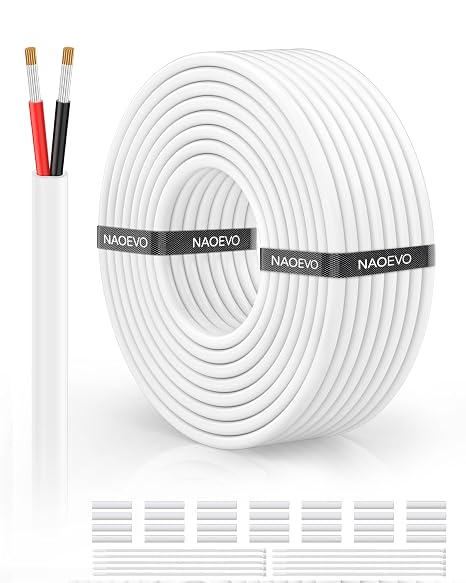 NAOVEO 18 Gauge Wire Tinned Copper, 2 Conductors Electrical Wire, 50FT