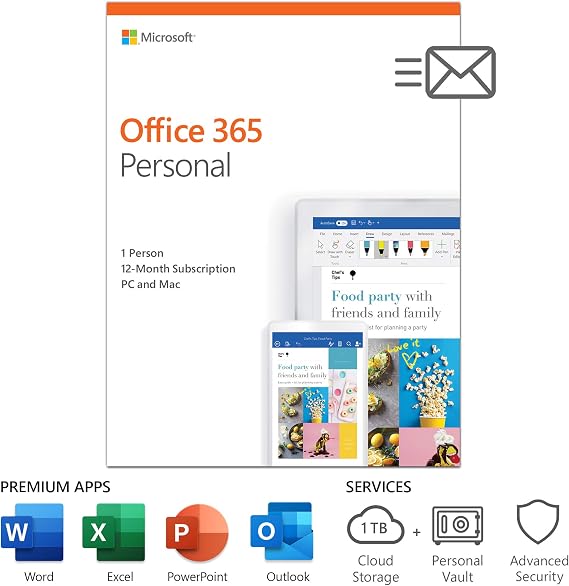 Microsoft Office 365 Personal | 1-year subscription, 1 user, PC/Mac Key Card