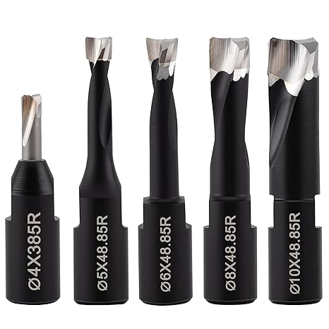 Domino Cutter Solid Carbide Bit for Domino Jointing Machines Solid Carbide Cutter Set Includes 5 Bits with Diameters of 4mm,5mm,6mm,8mm and 10mm, 5Pcs
